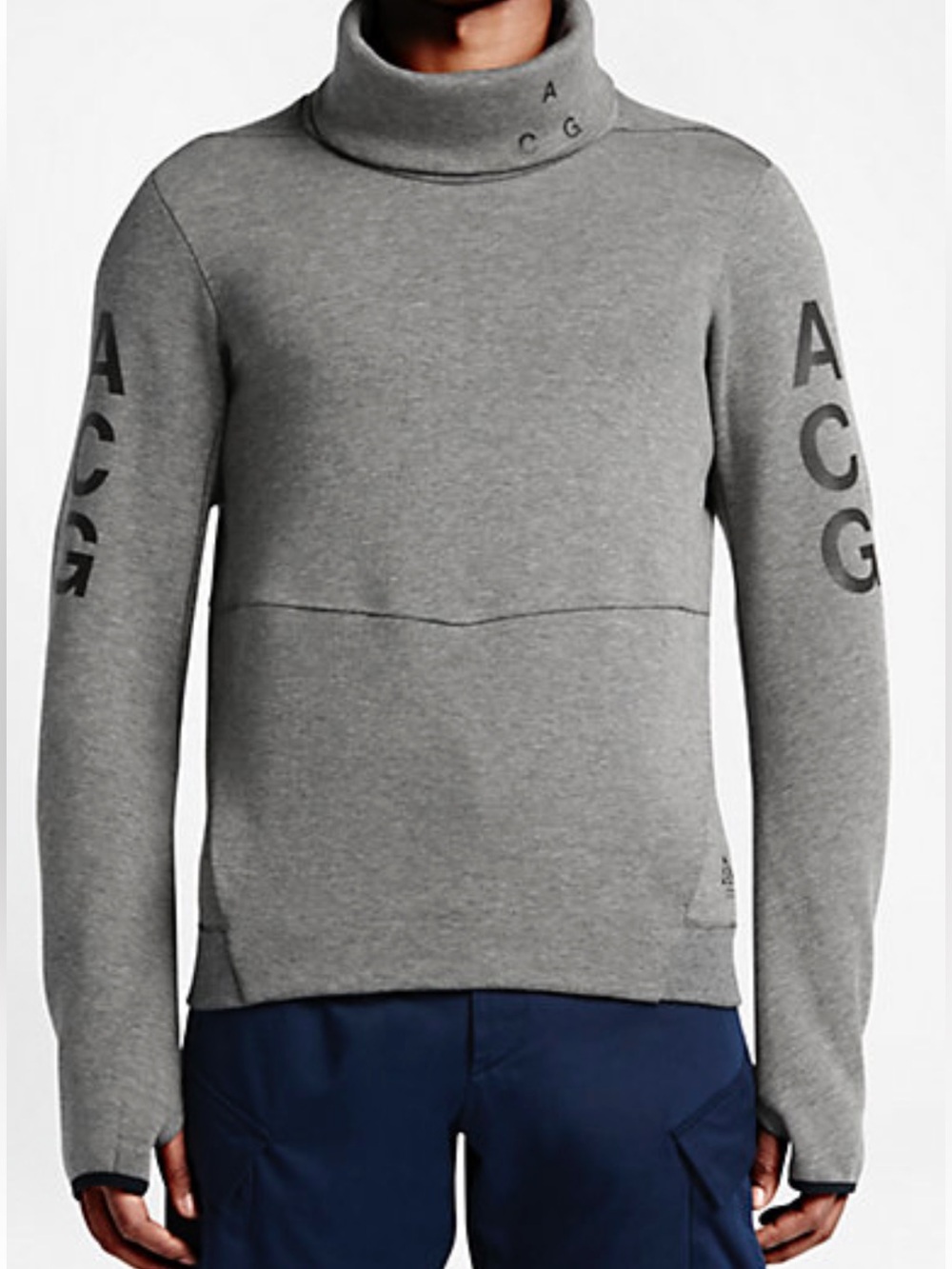 NikeLab ACG Tech Fleece Funnel Carbon Heather 816734-091 Men's Sweatshirt Large - Picture 3 of 16